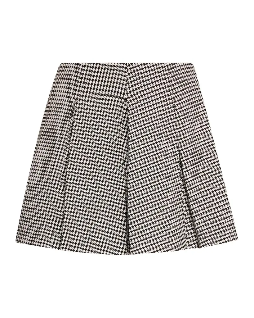 Alice + Olivia Emilie Houndstooth Pleated Mini Skirt