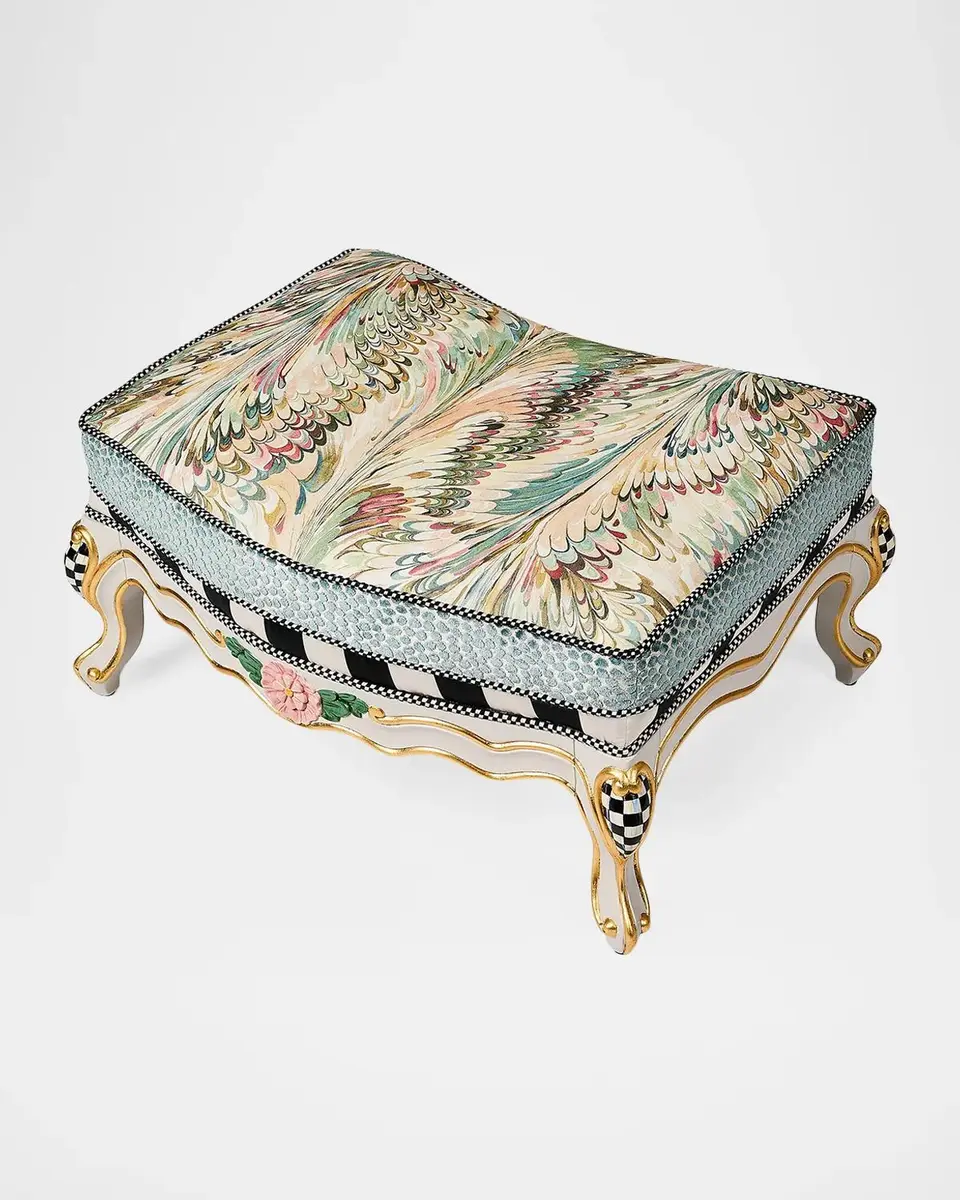MacKenzie-Childs Storybook Upholstered Ottoman | Thumbnail 3 MacKenzie-Childs Storybook Upholstered Ottoman | Thumbnail 3