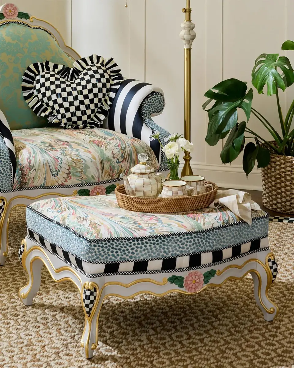 MacKenzie-Childs Storybook Upholstered Ottoman | Thumbnail 7 MacKenzie-Childs Storybook Upholstered Ottoman | Thumbnail 7