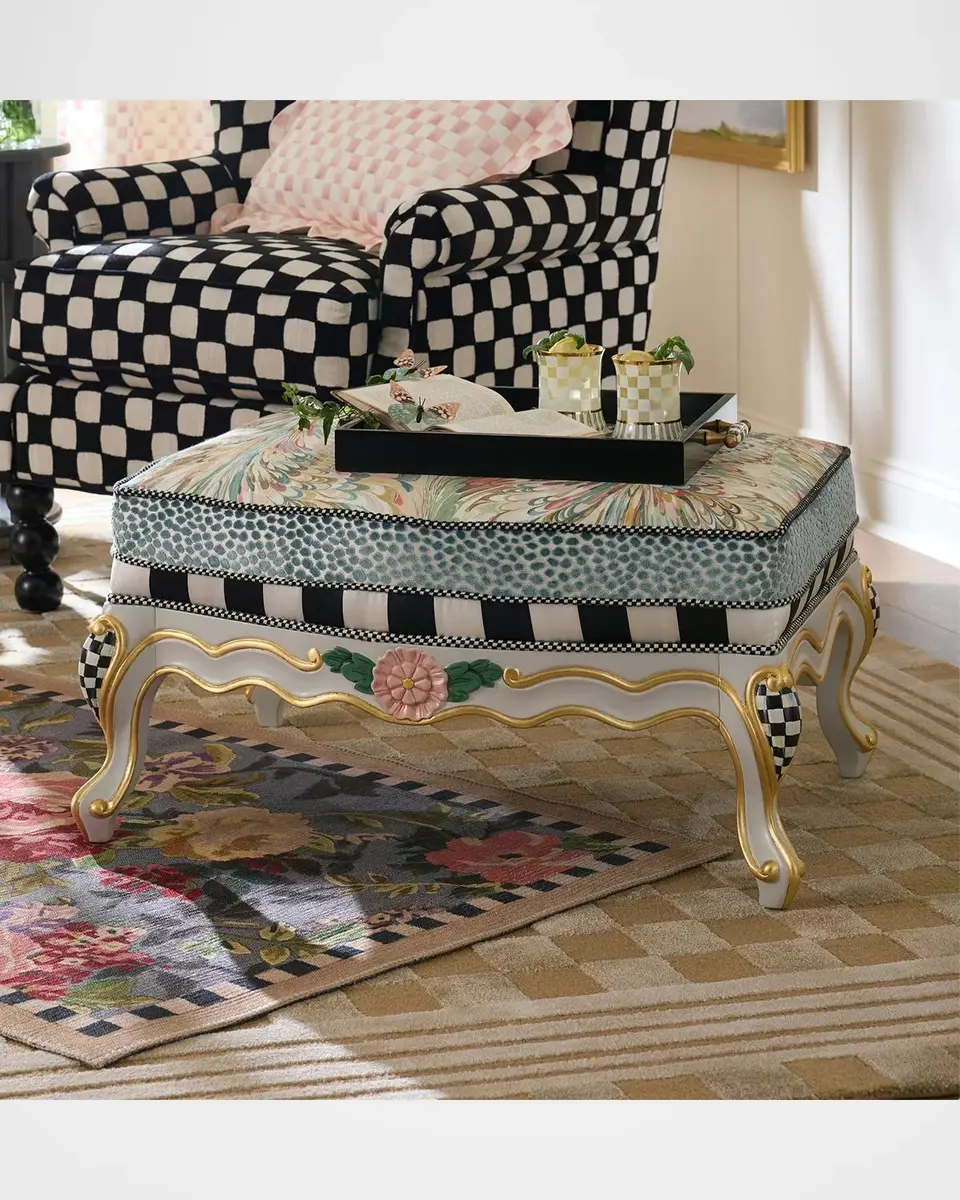 MacKenzie-Childs Storybook Upholstered Ottoman | Thumbnail 8 MacKenzie-Childs Storybook Upholstered Ottoman | Thumbnail 8