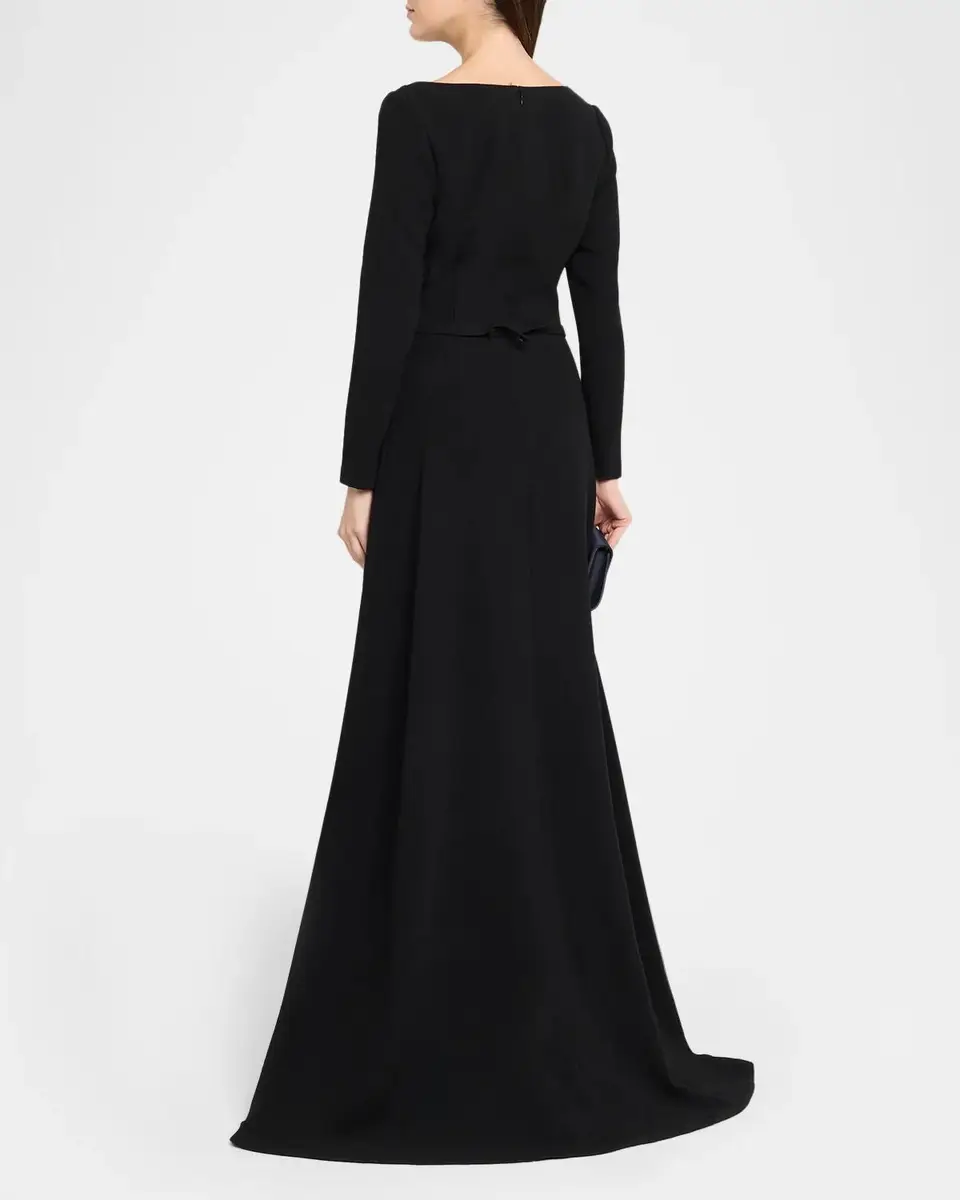 Rickie Freeman for Teri Jon Draped A-Line Crepe Gown | Thumbnail 3