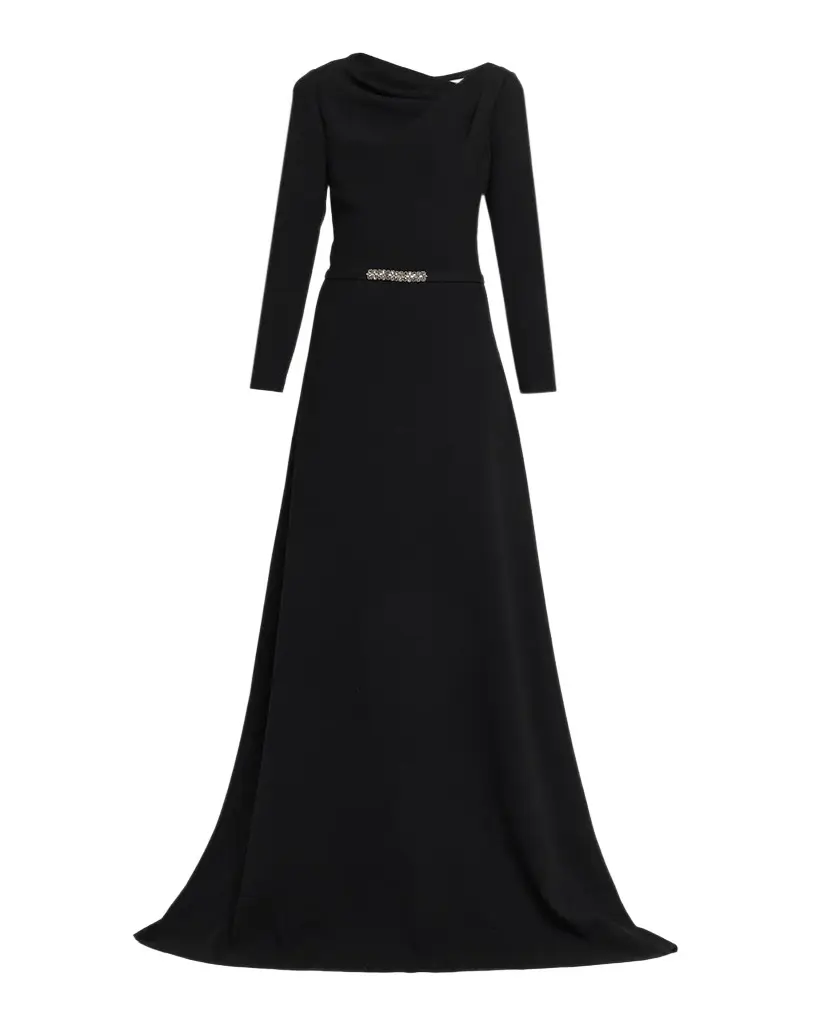 Rickie Freeman for Teri Jon Draped A-Line Crepe Gown
