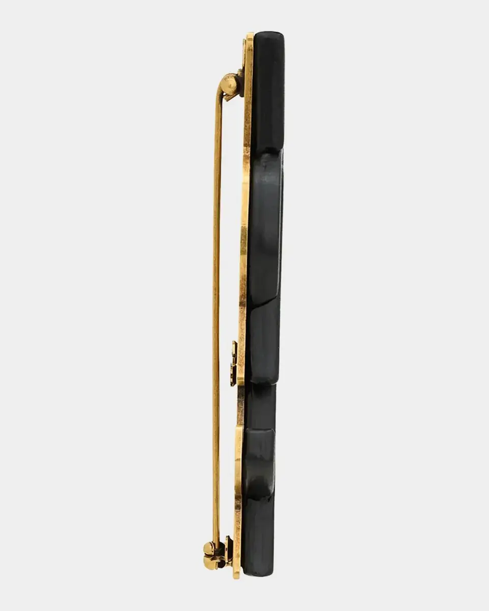 Saint Laurent YSL Leather-Covered Brooch | Thumbnail 4 Saint Laurent YSL Leather-Covered Brooch | Thumbnail 4