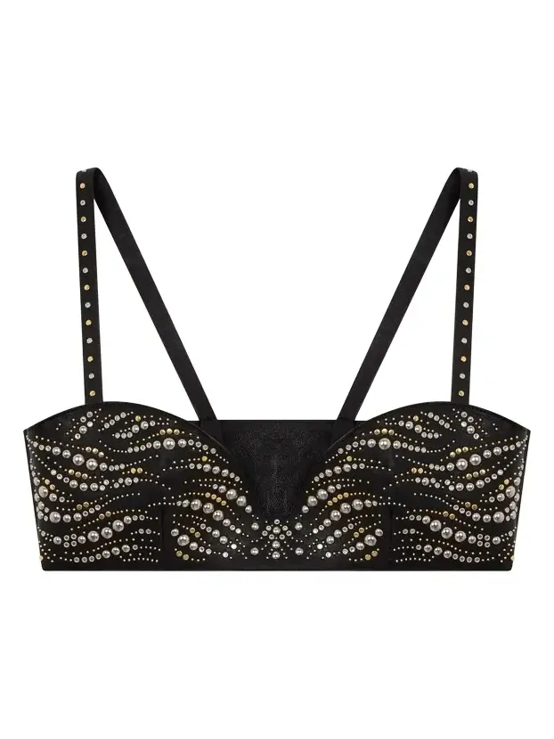 Black Leather Top With Studs Black Leather Top With Studs