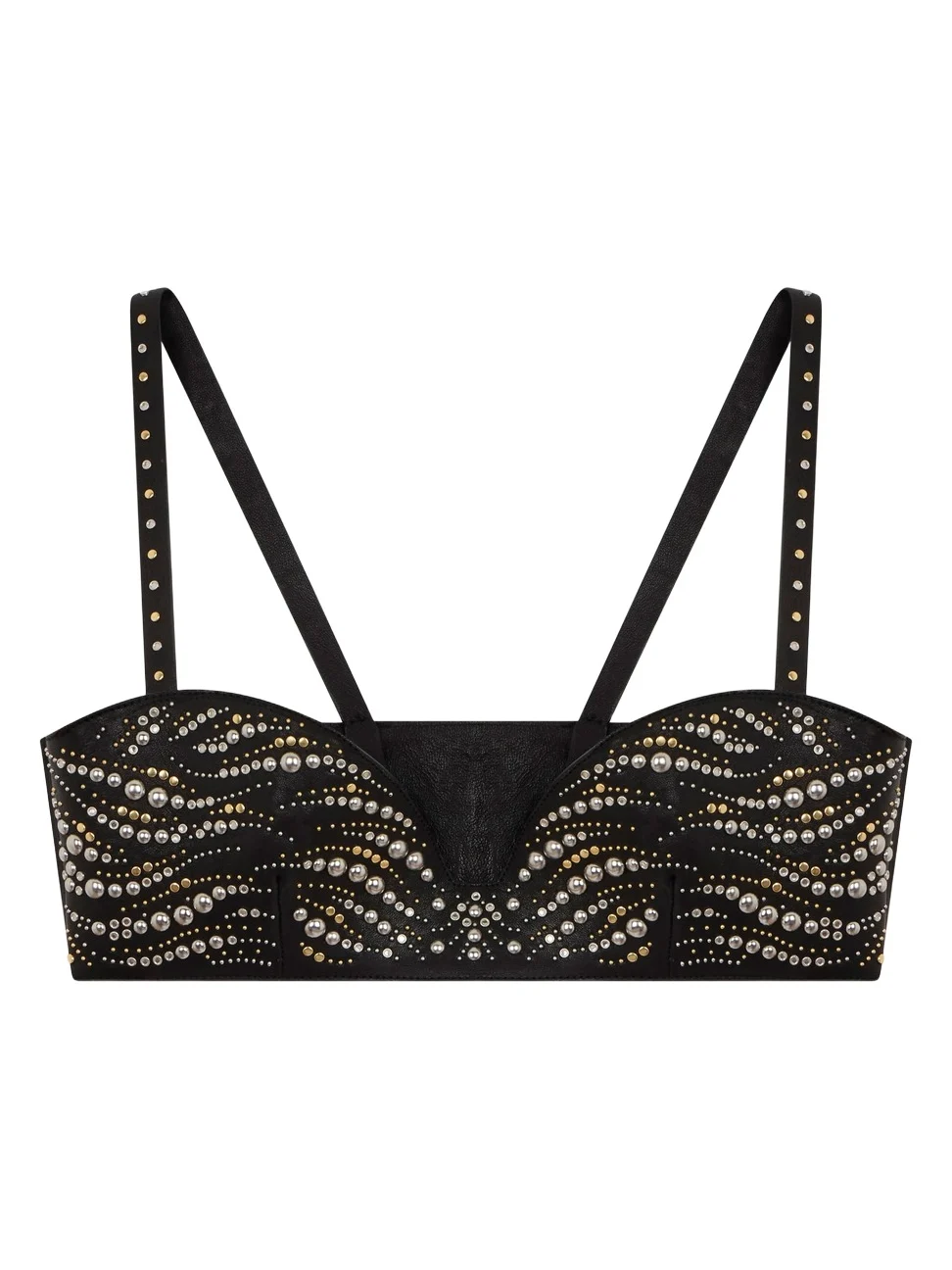 Roberto Cavalli Black Leather Top With Studs