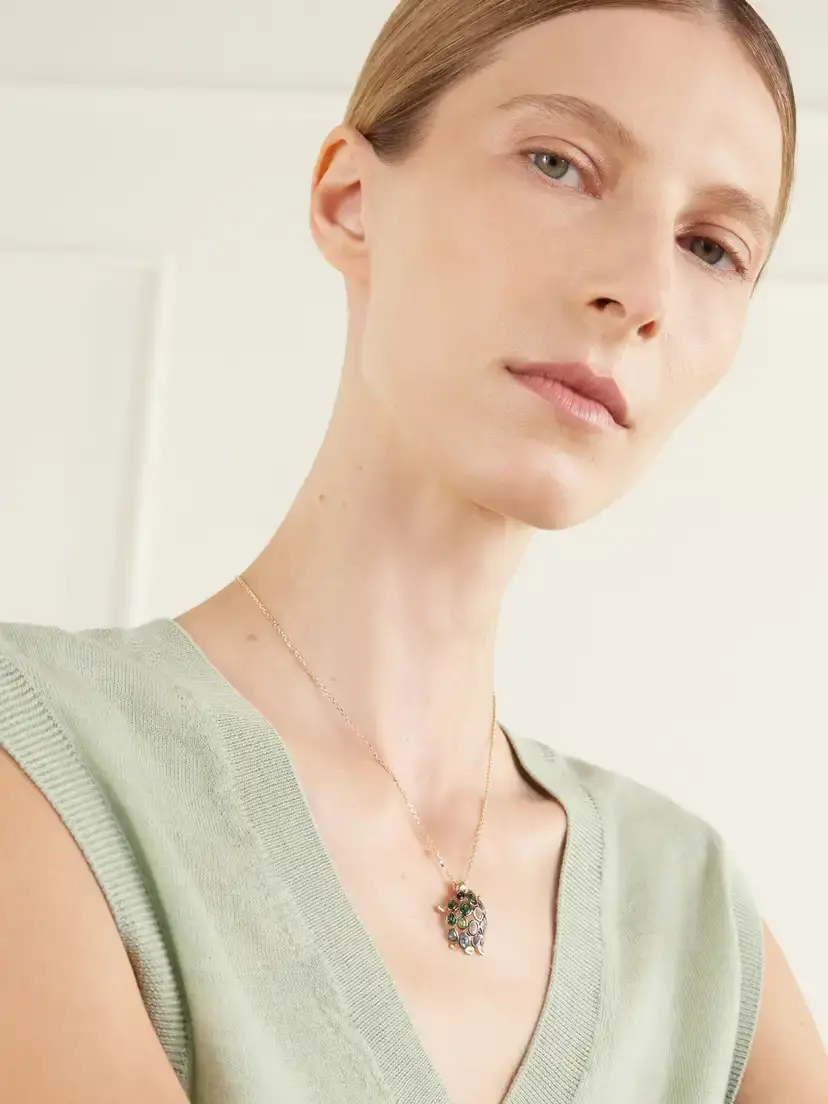 Yvonne Léon Tortue 9-karat Gold Multi-stones Necklace | Thumbnail 2