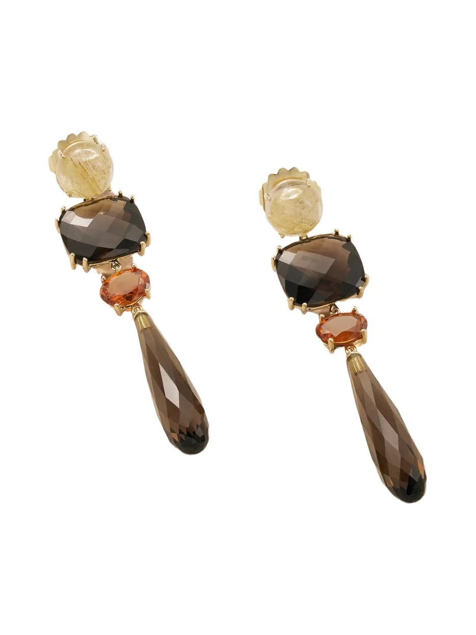 Lotus 18-karat Gold Multi-stone Earrings