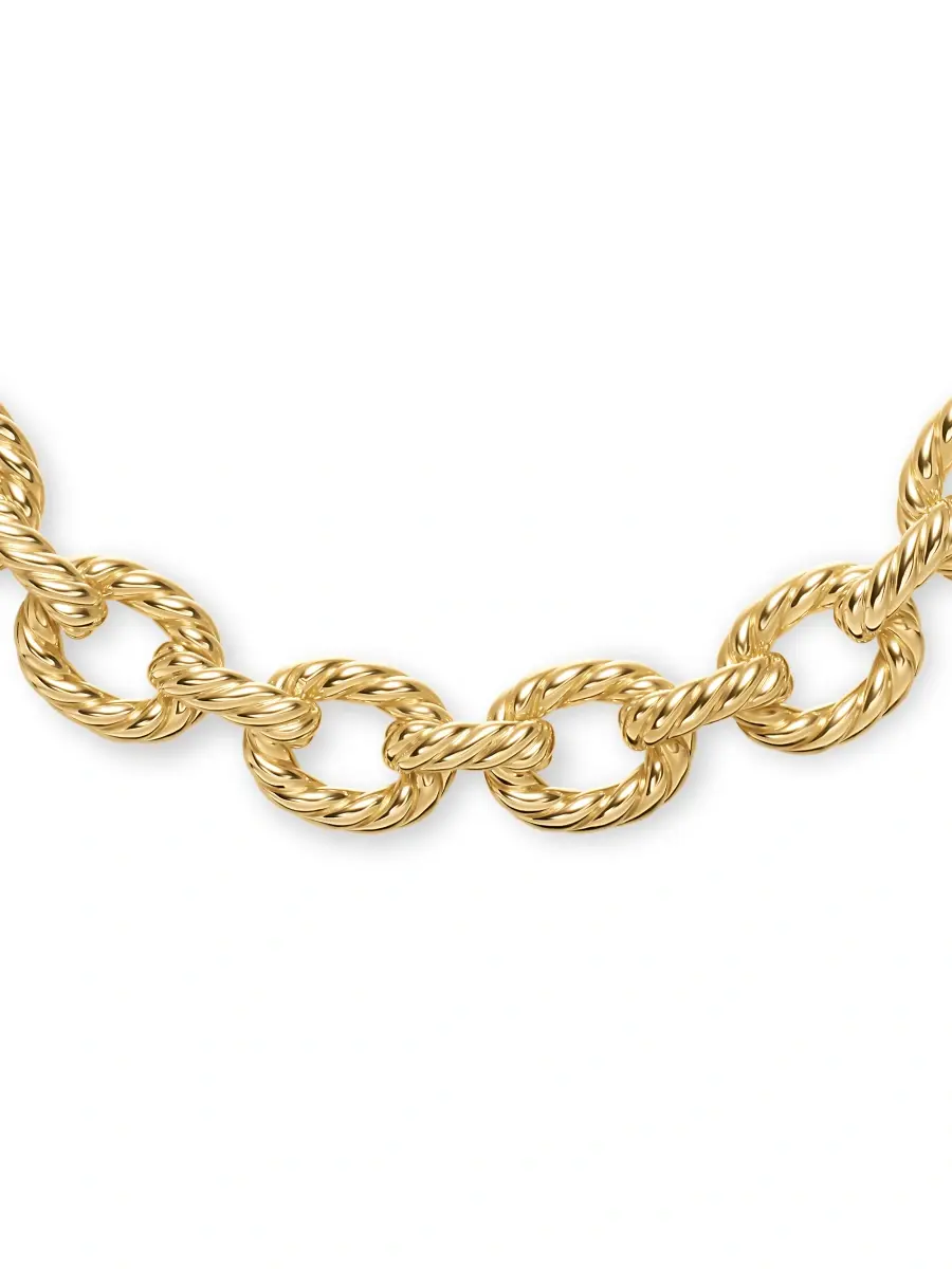 David Yurman Women's 18K Yellow Gold Sculpted Cable Oval Link Necklace | Thumbnail 4