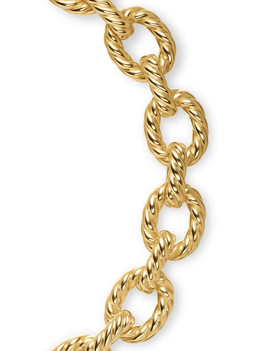 David Yurman Women's 18K Yellow Gold Sculpted Cable Oval Link Necklace | Thumbnail 5