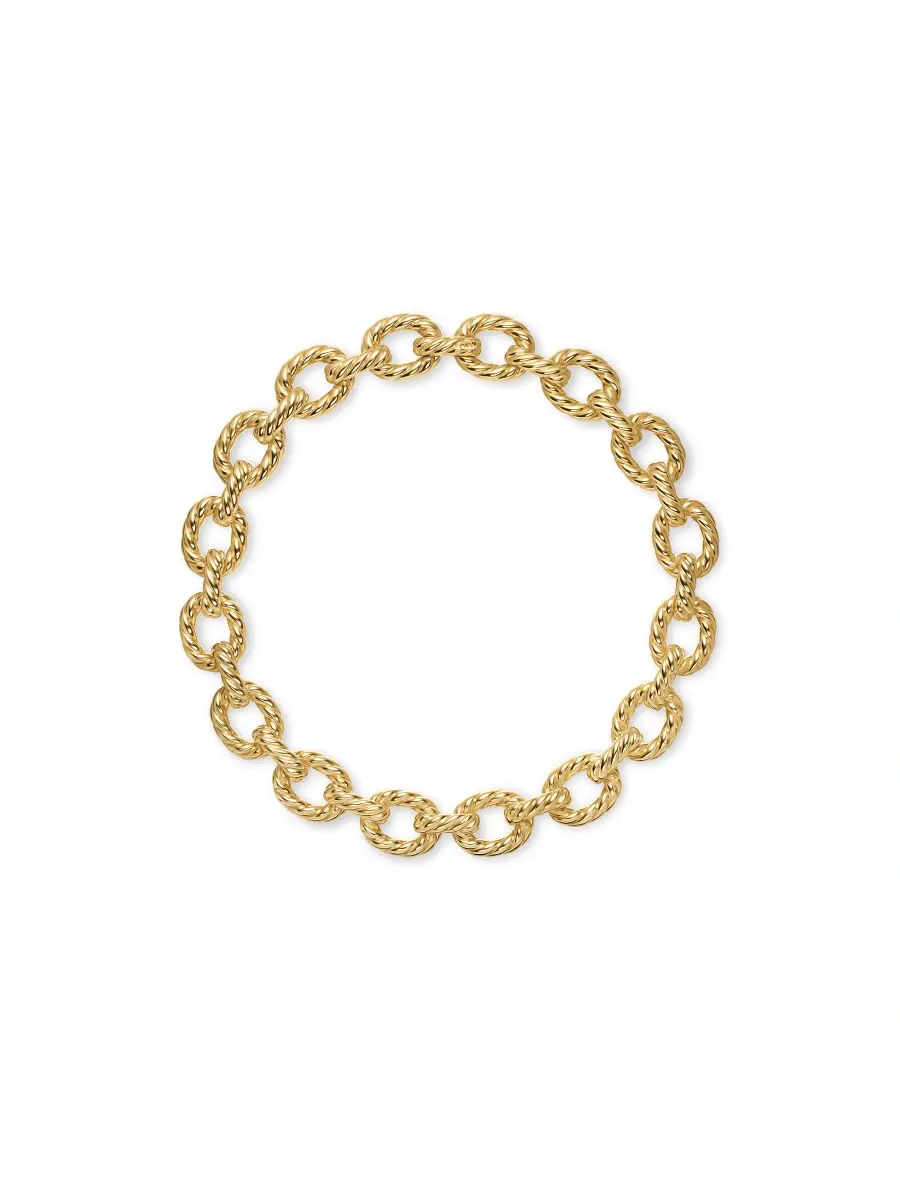 Women's 18K Yellow Gold Sculpted Cable Oval Link Necklace