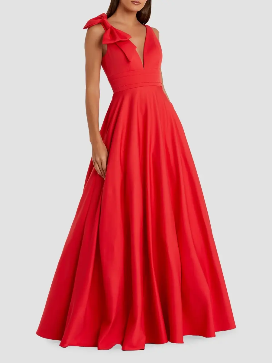 Mac Duggal Women's Crepe Sleeveless V-Neck Gown | Thumbnail 2 Mac Duggal Women's Crepe Sleeveless V-Neck Gown | Thumbnail 2