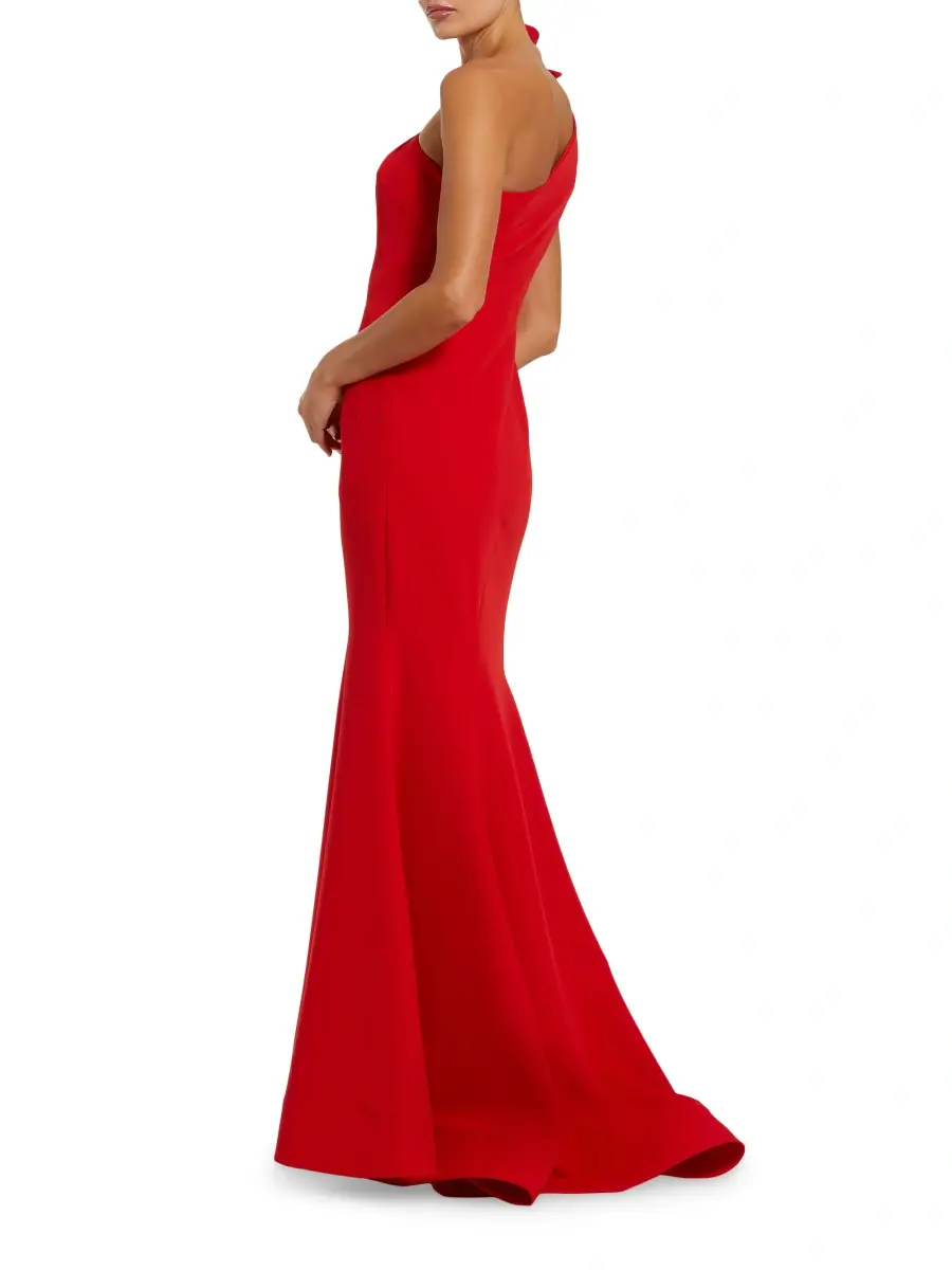 Mac Duggal Women's Flower-Detailed Crepe One-Shoulder Mermaid Gown | Thumbnail 2 Mac Duggal Women's Flower-Detailed Crepe One-Shoulder Mermaid Gown | Thumbnail 2