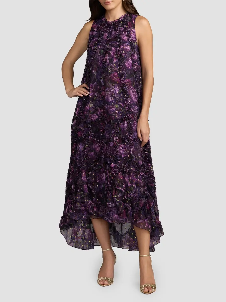 Mac Duggal Women's Cocktail Floral Ruffled Sleeveless High-Low Gown | Thumbnail 2 Mac Duggal Women's Cocktail Floral Ruffled Sleeveless High-Low Gown | Thumbnail 2
