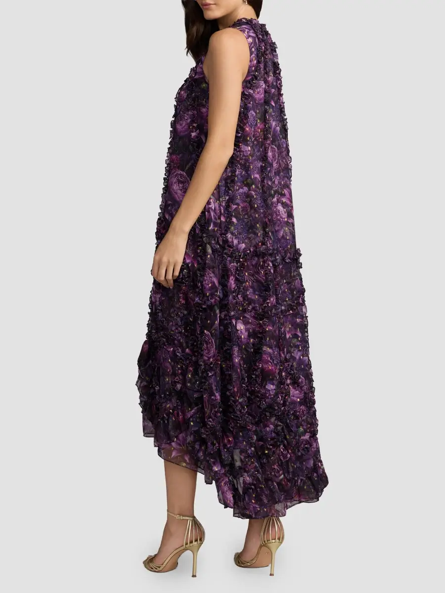 Mac Duggal Women's Cocktail Floral Ruffled Sleeveless High-Low Gown | Thumbnail 3 Mac Duggal Women's Cocktail Floral Ruffled Sleeveless High-Low Gown | Thumbnail 3