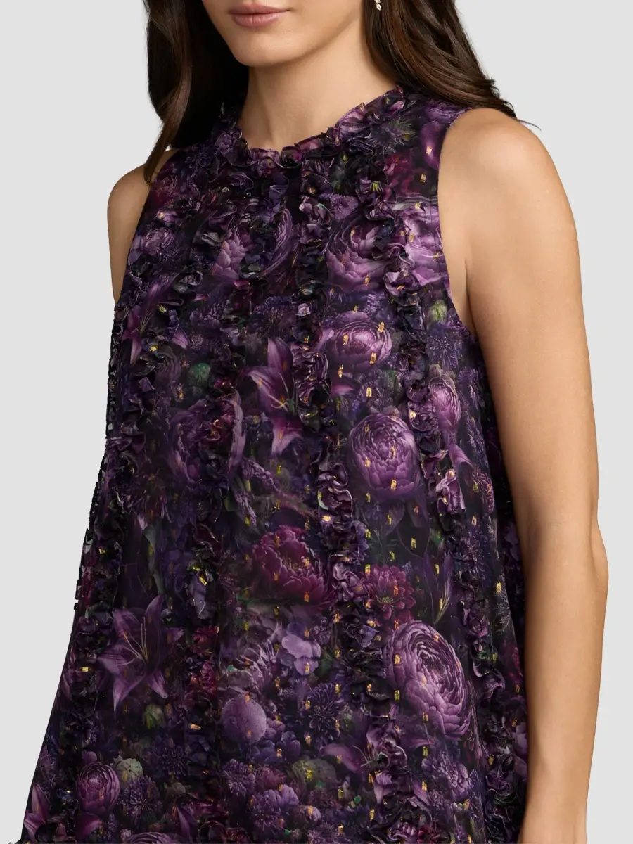 Mac Duggal Women's Cocktail Floral Ruffled Sleeveless High-Low Gown | Thumbnail 4 Mac Duggal Women's Cocktail Floral Ruffled Sleeveless High-Low Gown | Thumbnail 4
