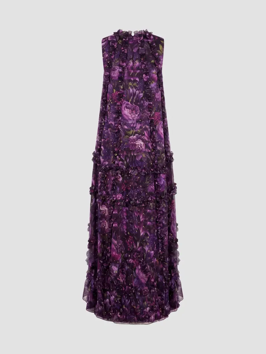 Mac Duggal Women's Cocktail Floral Ruffled Sleeveless High-Low Gown | Thumbnail 5 Mac Duggal Women's Cocktail Floral Ruffled Sleeveless High-Low Gown | Thumbnail 5