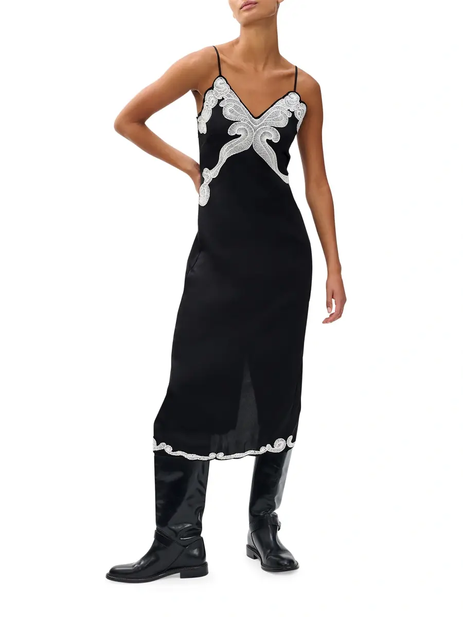 rag & bone Women's Ann Embroidered Slip Midi-Dress | Thumbnail 3