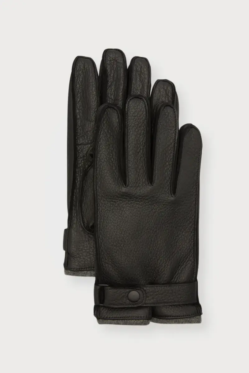 PORTOLANO Cashmere-Lined Leather Gloves with Snap | Thumbnail 3 PORTOLANO Cashmere-Lined Leather Gloves with Snap | Thumbnail 3