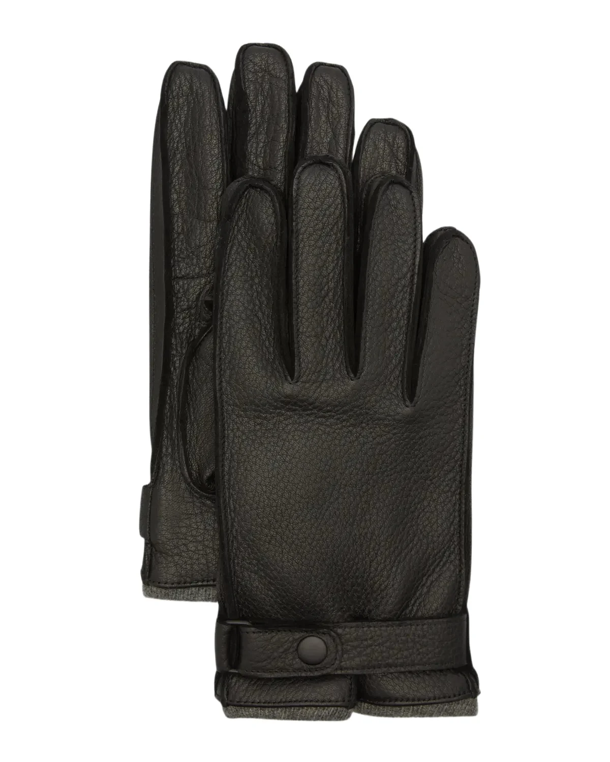 PORTOLANO Cashmere-Lined Leather Gloves with Snap