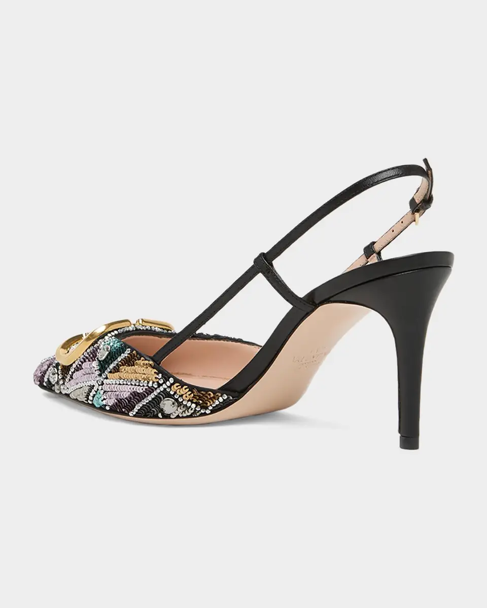 Valentino Garavani Sequin VLogo Slingback Pumps | Thumbnail 4 Valentino Garavani Sequin VLogo Slingback Pumps | Thumbnail 4