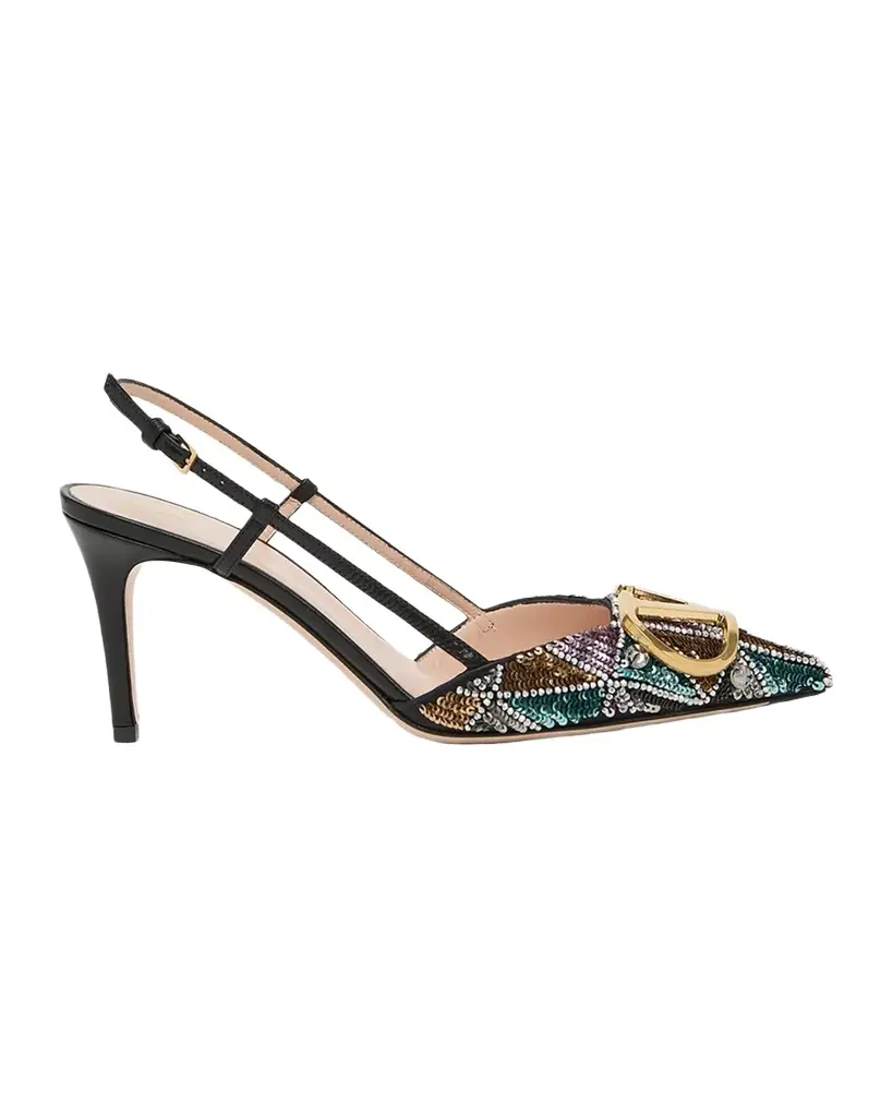Sequin VLogo Slingback Pumps Sequin VLogo Slingback Pumps