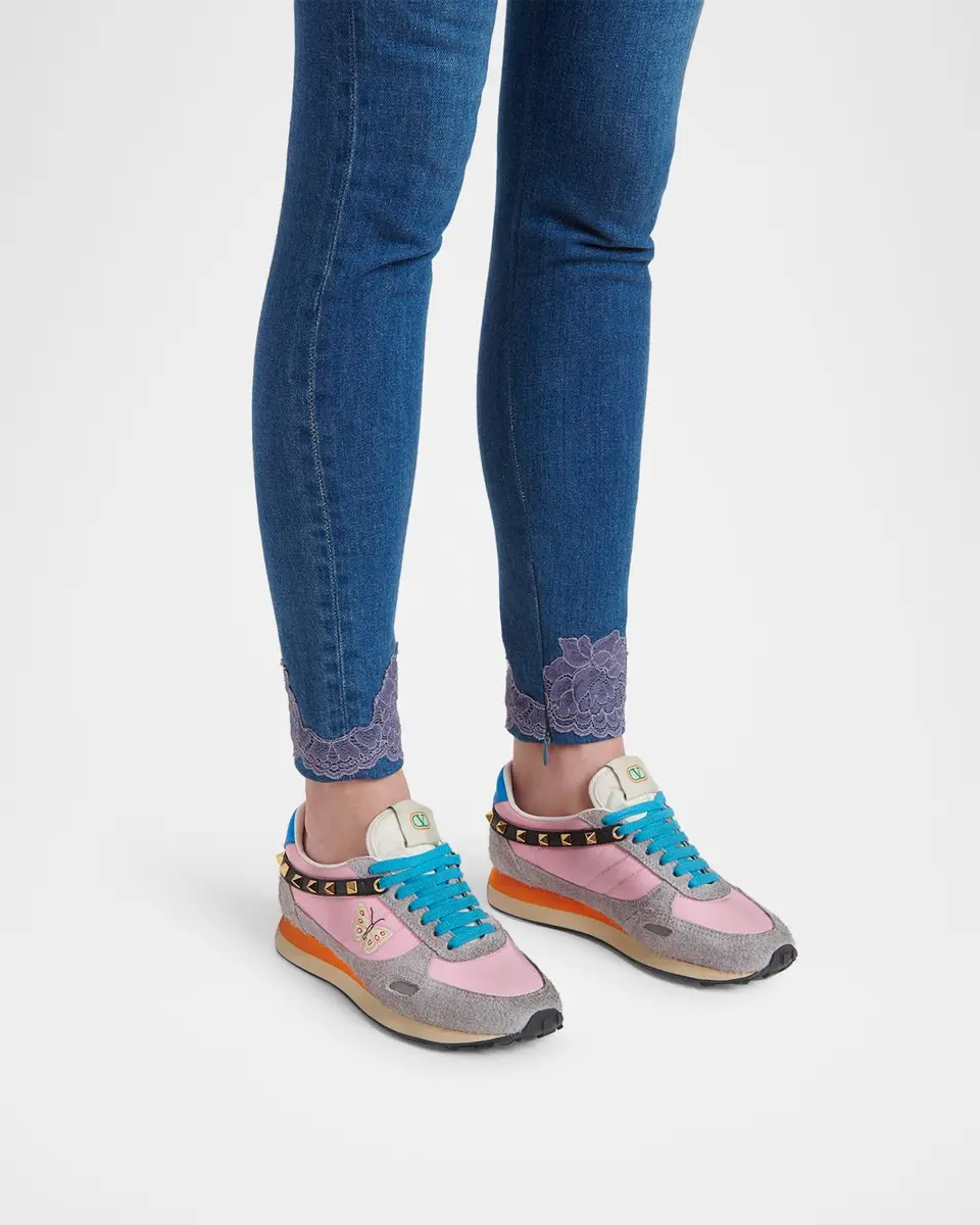Valentino Garavani Embroidered Rockstud Low-Top Sneakers | Thumbnail 2 Valentino Garavani Embroidered Rockstud Low-Top Sneakers | Thumbnail 2