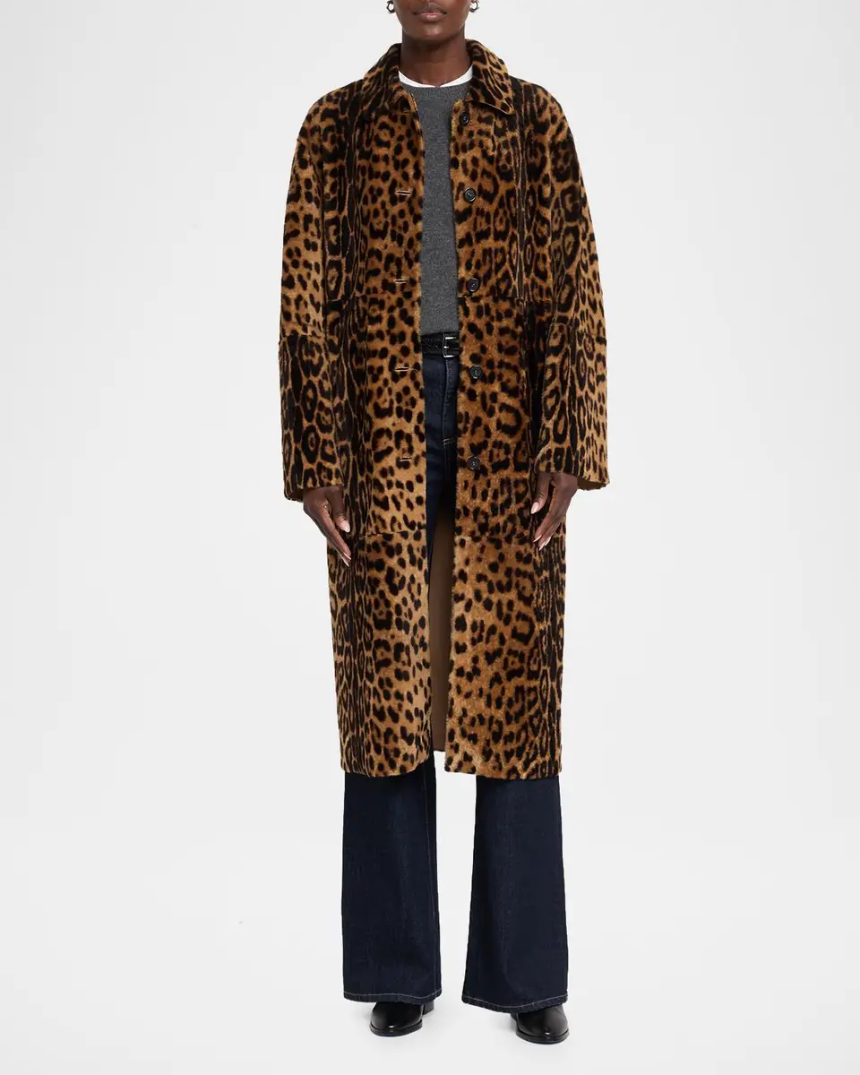Nili Lotan Davelle Leopard-Print Lamb Shearling Coat | Thumbnail 2