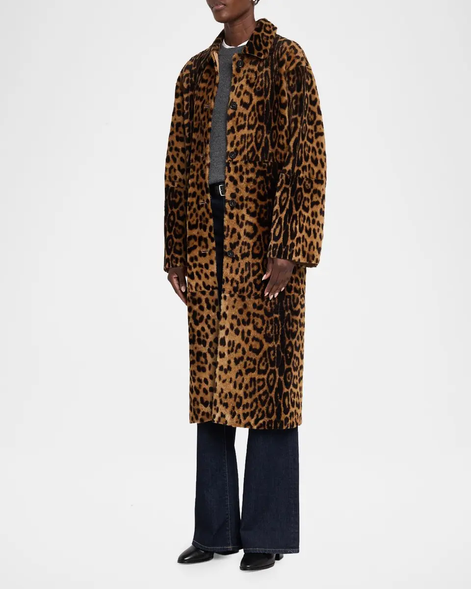 Nili Lotan Davelle Leopard-Print Lamb Shearling Coat | Thumbnail 4