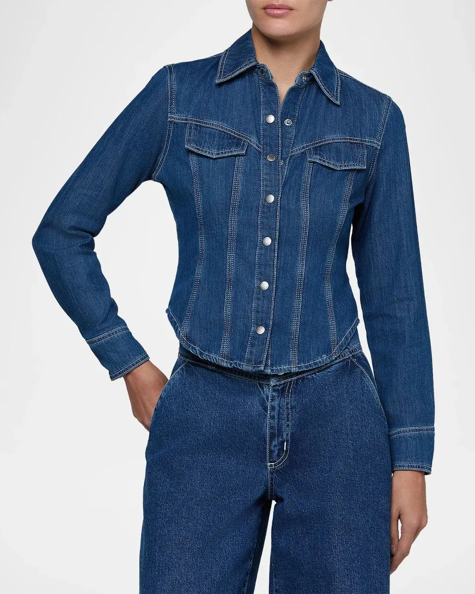 L'Agence Louis Fitted Denim Shirt | Thumbnail 4 L'Agence Louis Fitted Denim Shirt | Thumbnail 4