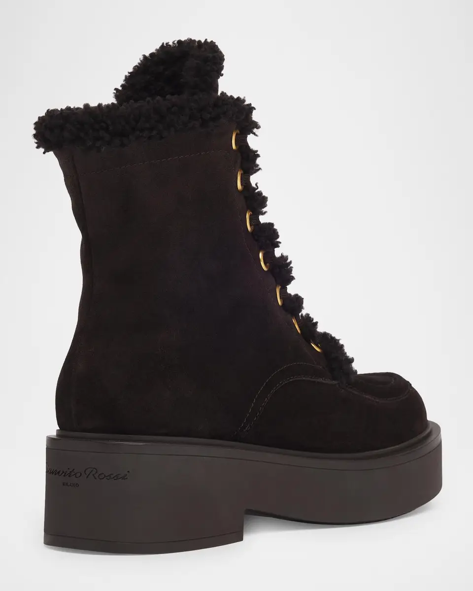 Gianvito Rossi 20mm Shearling-Lined Suede Laced Boots | Thumbnail 2 Gianvito Rossi 20mm Shearling-Lined Suede Laced Boots | Thumbnail 2