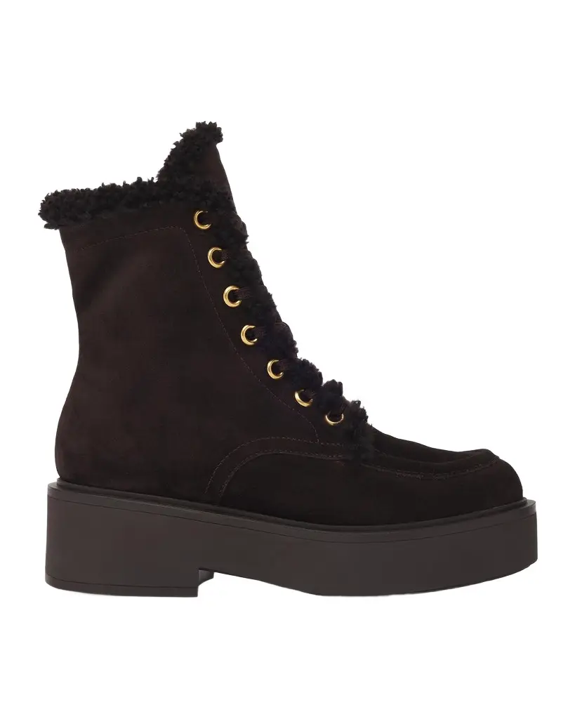 Gianvito Rossi 20mm Shearling-Lined Suede Laced Boots