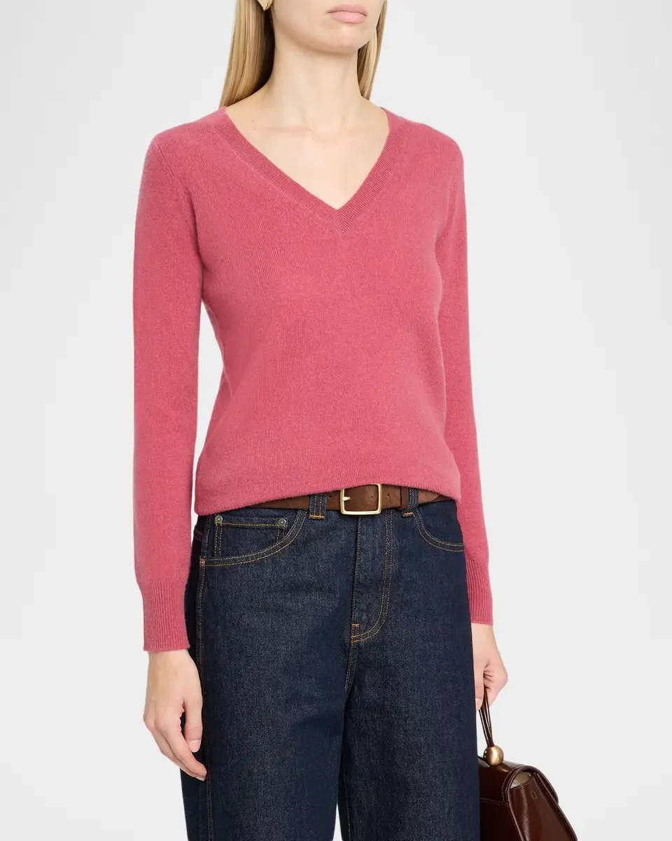 Neiman Marcus Cashmere Collection Cashmere V-Neck Sweater | Thumbnail 4 Neiman Marcus Cashmere Collection Cashmere V-Neck Sweater | Thumbnail 4