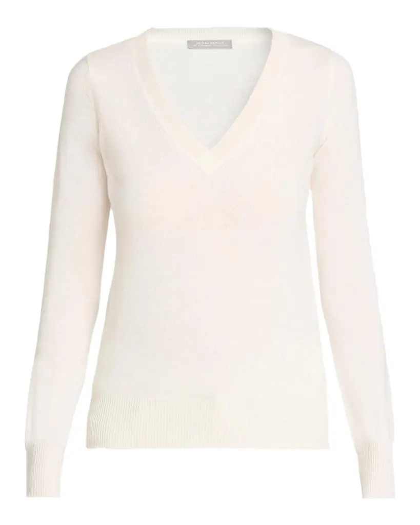 Neiman Marcus Cashmere Collection Cashmere V-Neck Sweater