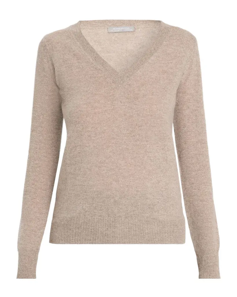 Neiman Marcus Cashmere Collection Cashmere V-Neck Sweater