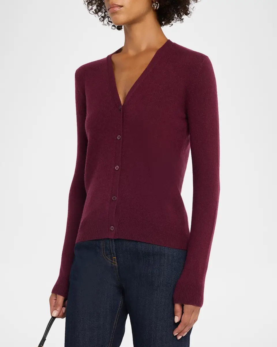 Neiman Marcus Cashmere Collection Cashmere V-Neck Cardigan | Thumbnail 4