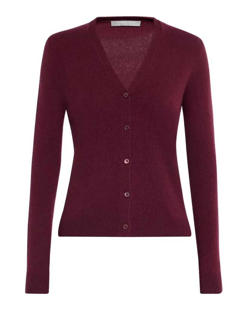Neiman Marcus Cashmere Collection Cashmere V-Neck Cardigan