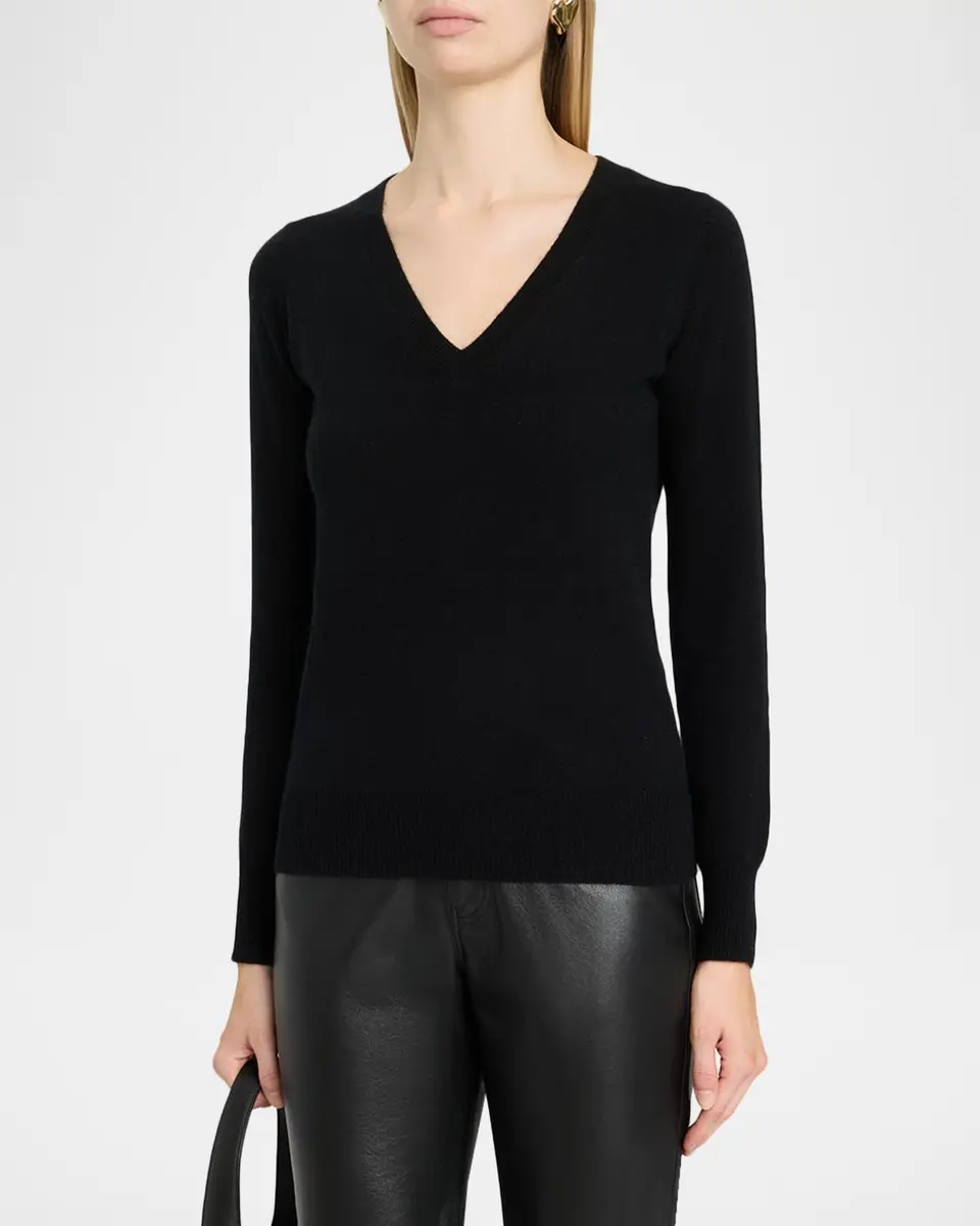 Neiman Marcus Cashmere Collection Cashmere V-Neck Sweater | Thumbnail 4 Neiman Marcus Cashmere Collection Cashmere V-Neck Sweater | Thumbnail 4