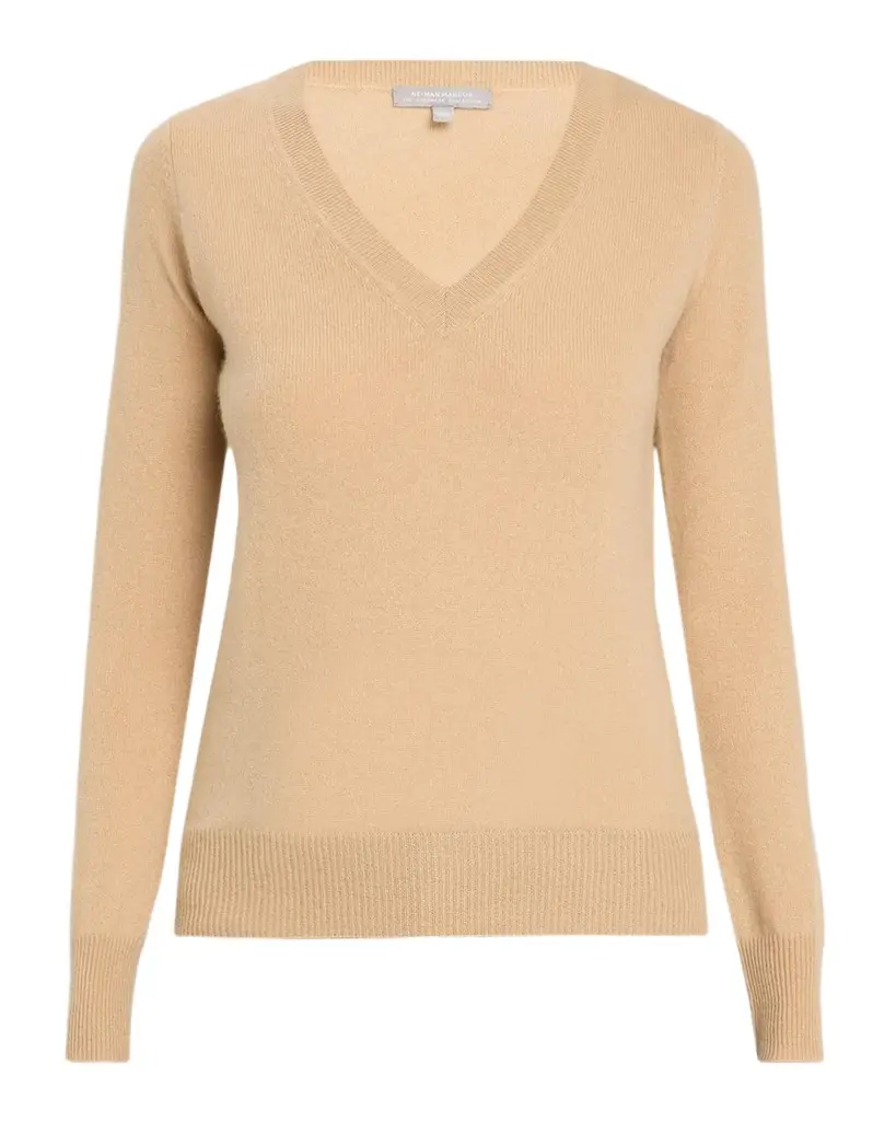 Neiman Marcus Cashmere Collection Cashmere V-Neck Sweater