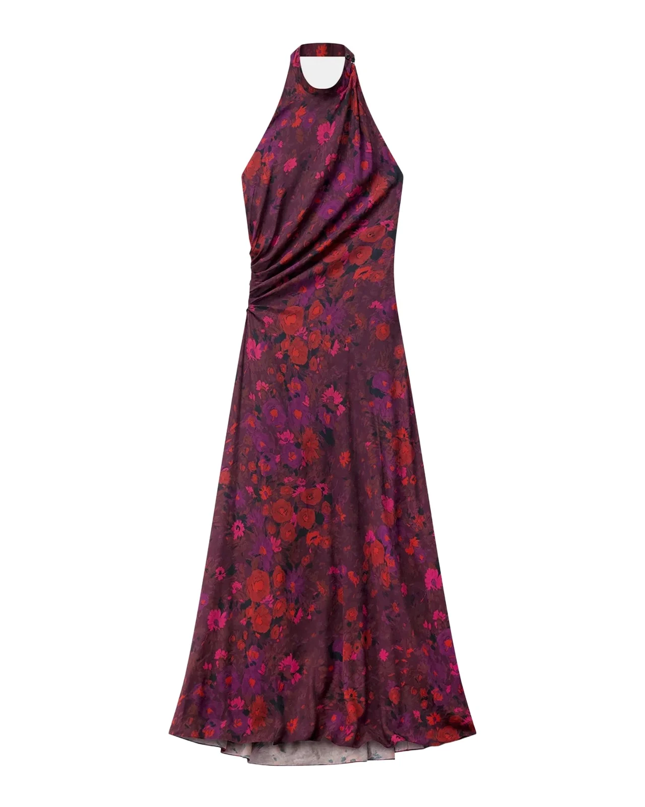 Scarlett Floral Gathered Scarf Halter Gown Scarlett Floral Gathered Scarf Halter Gown