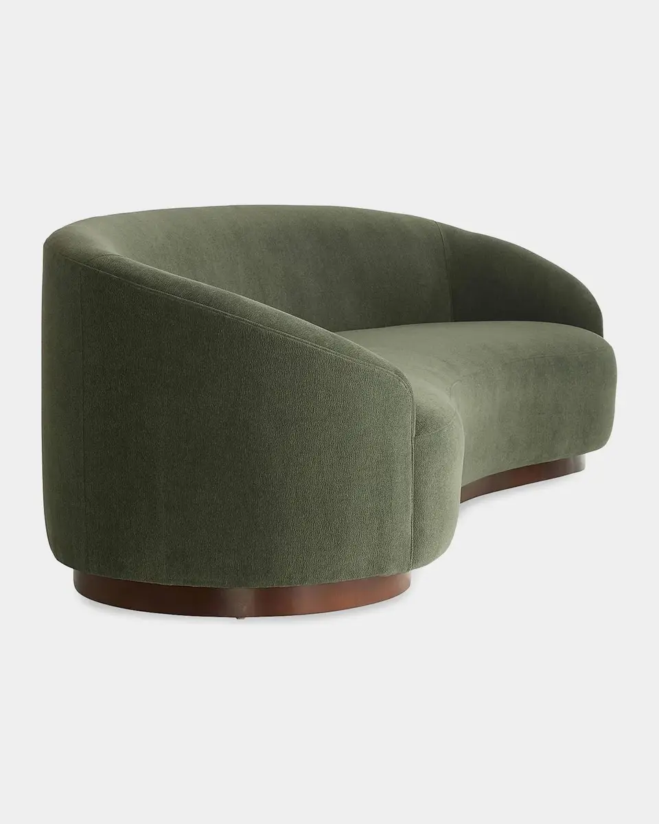 Arteriors Turner Chenille & Walnut Base Curved Sofa | Thumbnail 7 Arteriors Turner Chenille & Walnut Base Curved Sofa | Thumbnail 7