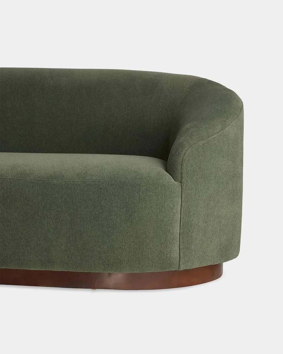 Arteriors Turner Chenille & Walnut Base Curved Sofa | Thumbnail 8 Arteriors Turner Chenille & Walnut Base Curved Sofa | Thumbnail 8
