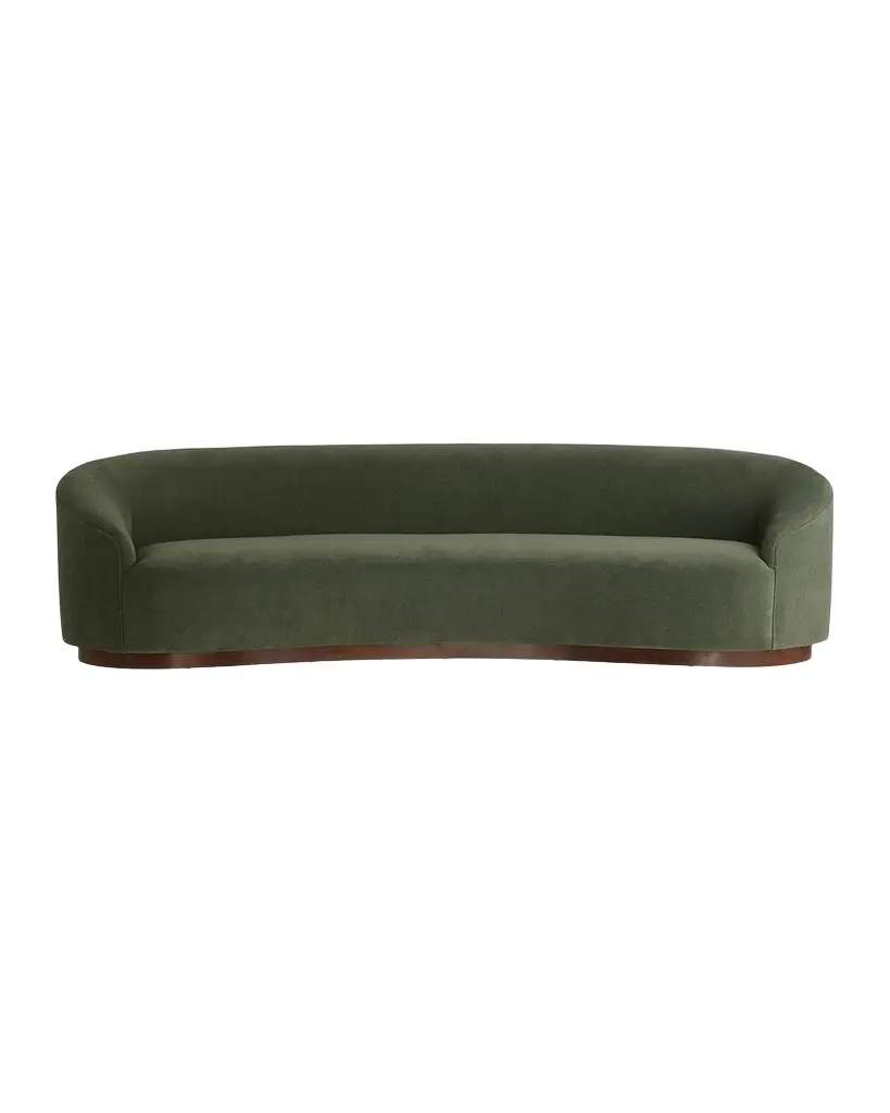 Arteriors Turner Chenille & Walnut Base Curved Sofa
