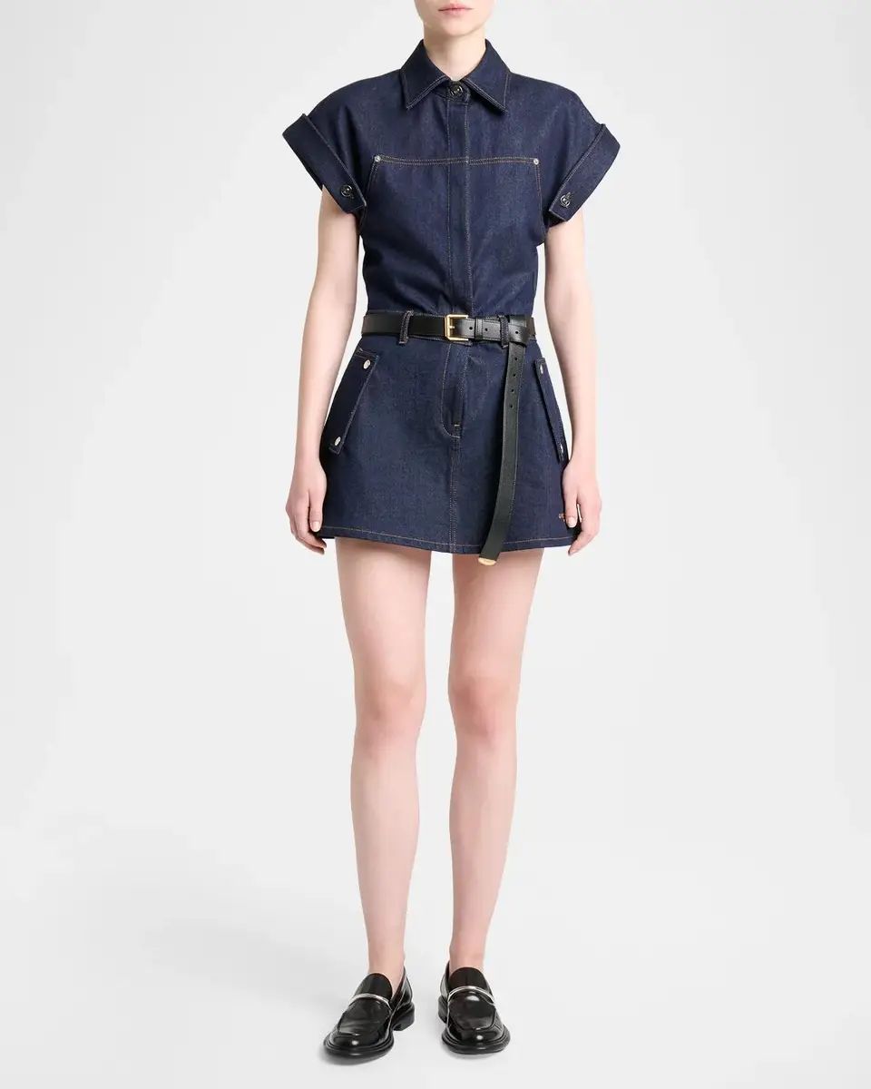 Givenchy Cap-Sleeve Raw Denim Mini Shirtdress | Thumbnail 2 Givenchy Cap-Sleeve Raw Denim Mini Shirtdress | Thumbnail 2