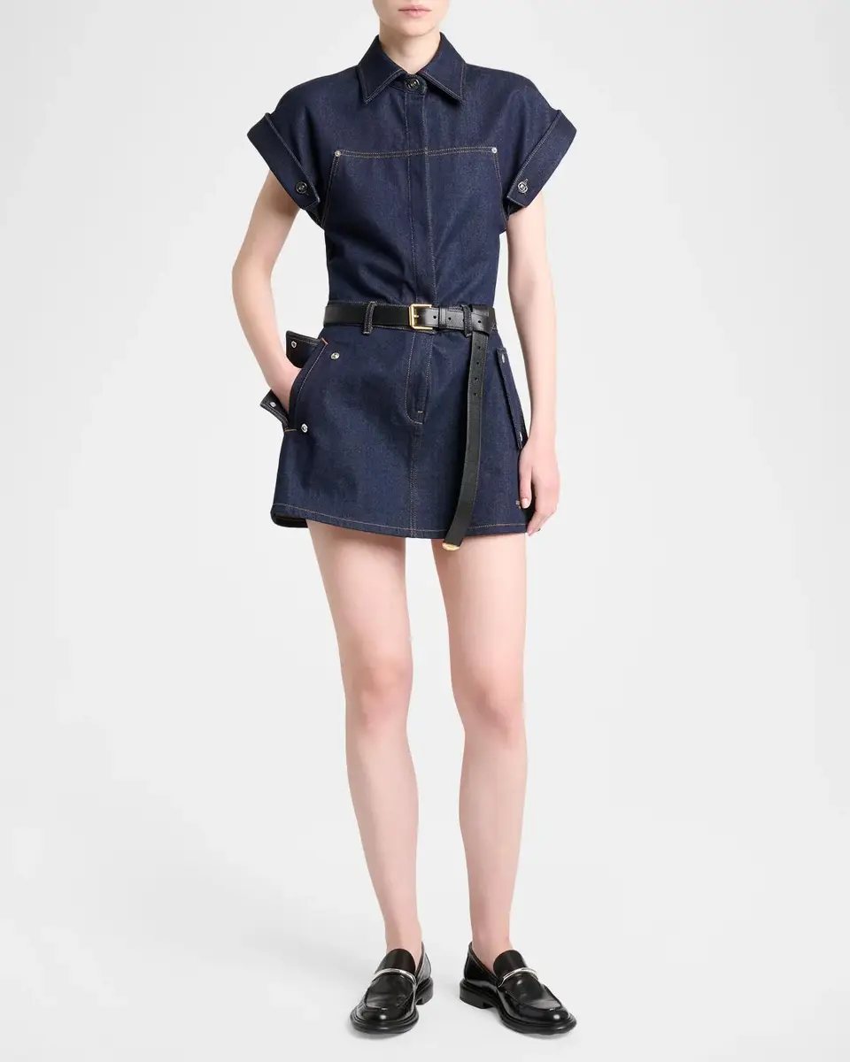 Givenchy Cap-Sleeve Raw Denim Mini Shirtdress | Thumbnail 4 Givenchy Cap-Sleeve Raw Denim Mini Shirtdress | Thumbnail 4