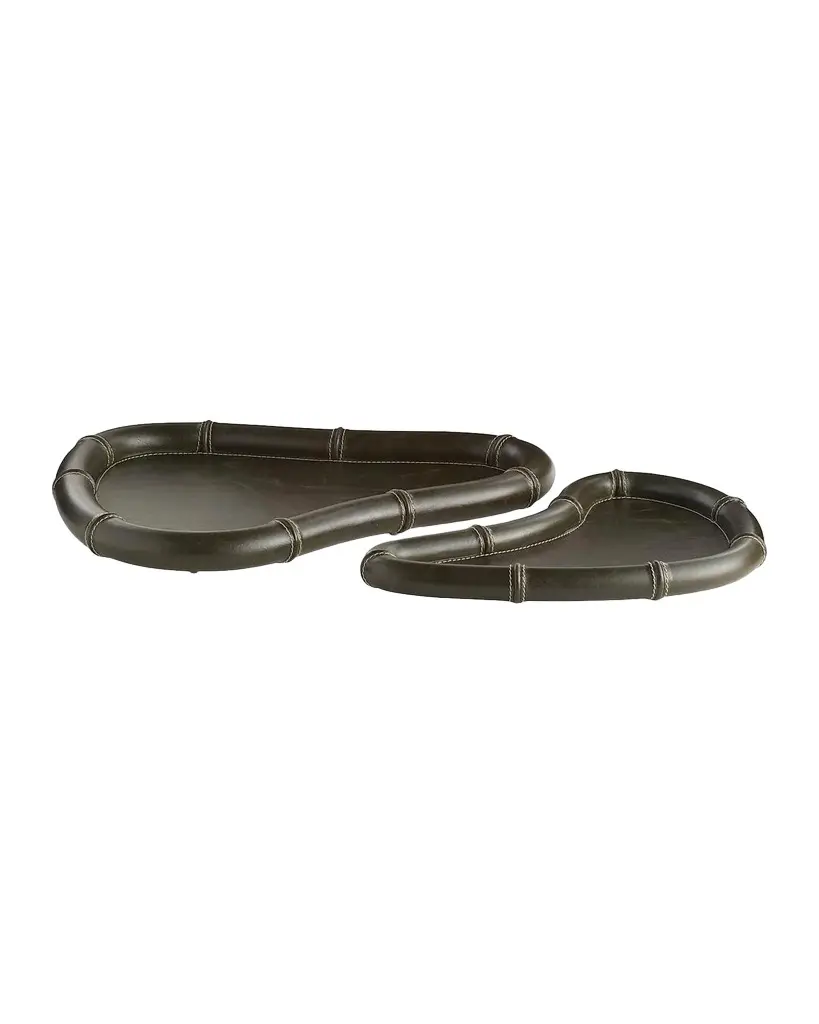Arteriors Lake Leather 2-Piece Tray Set