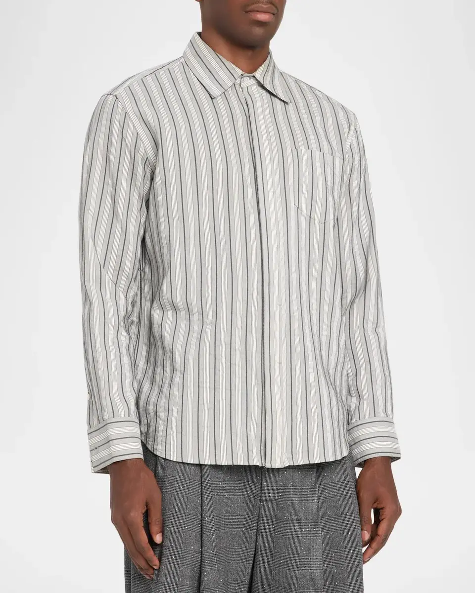 PUBLIC SCHOOL NEW YORK Men's Mccarren Everything is Now Multi-Stripe Button-Front Shirt | Thumbnail 4 PUBLIC SCHOOL NEW YORK Men's Mccarren Everything is Now Multi-Stripe Button-Front Shirt | Thumbnail 4