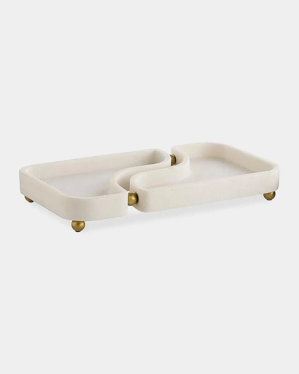 Arteriors Lily Riverstone & Brass Split Tray | Thumbnail 2 Arteriors Lily Riverstone & Brass Split Tray | Thumbnail 2