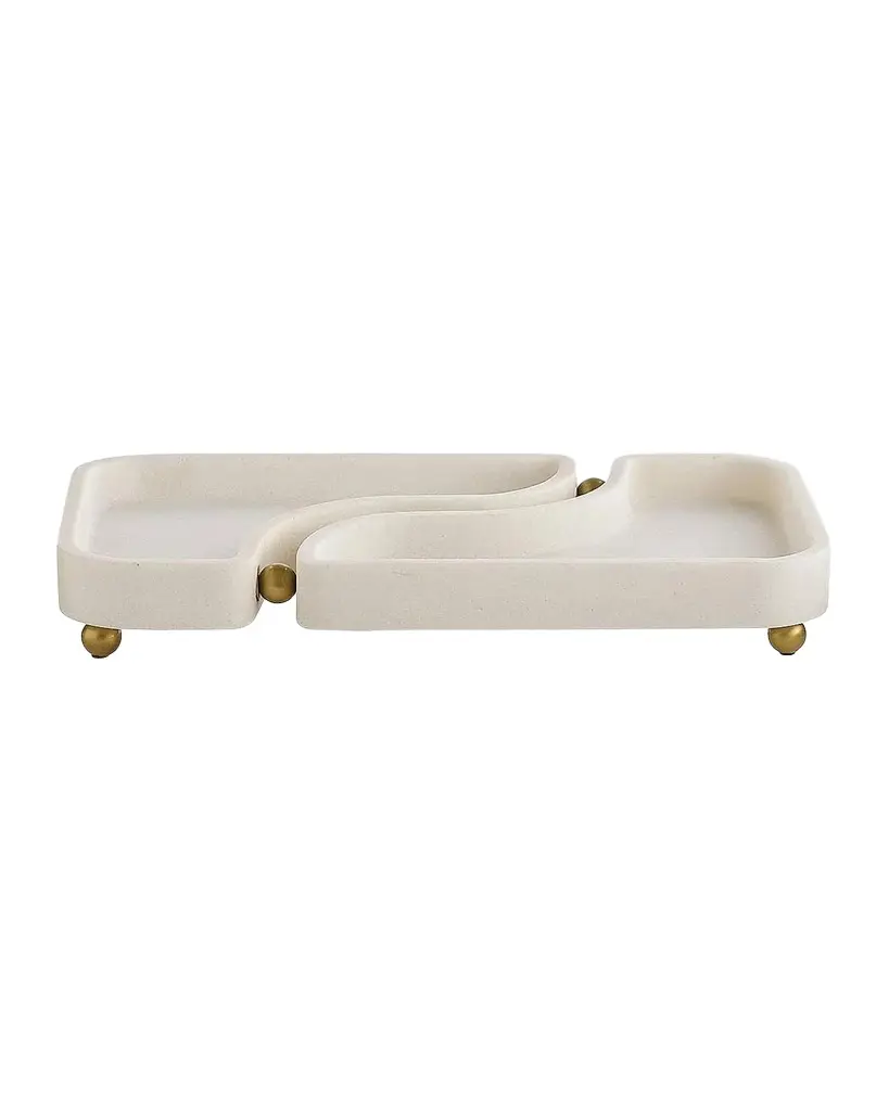 Arteriors Lily Riverstone & Brass Split Tray