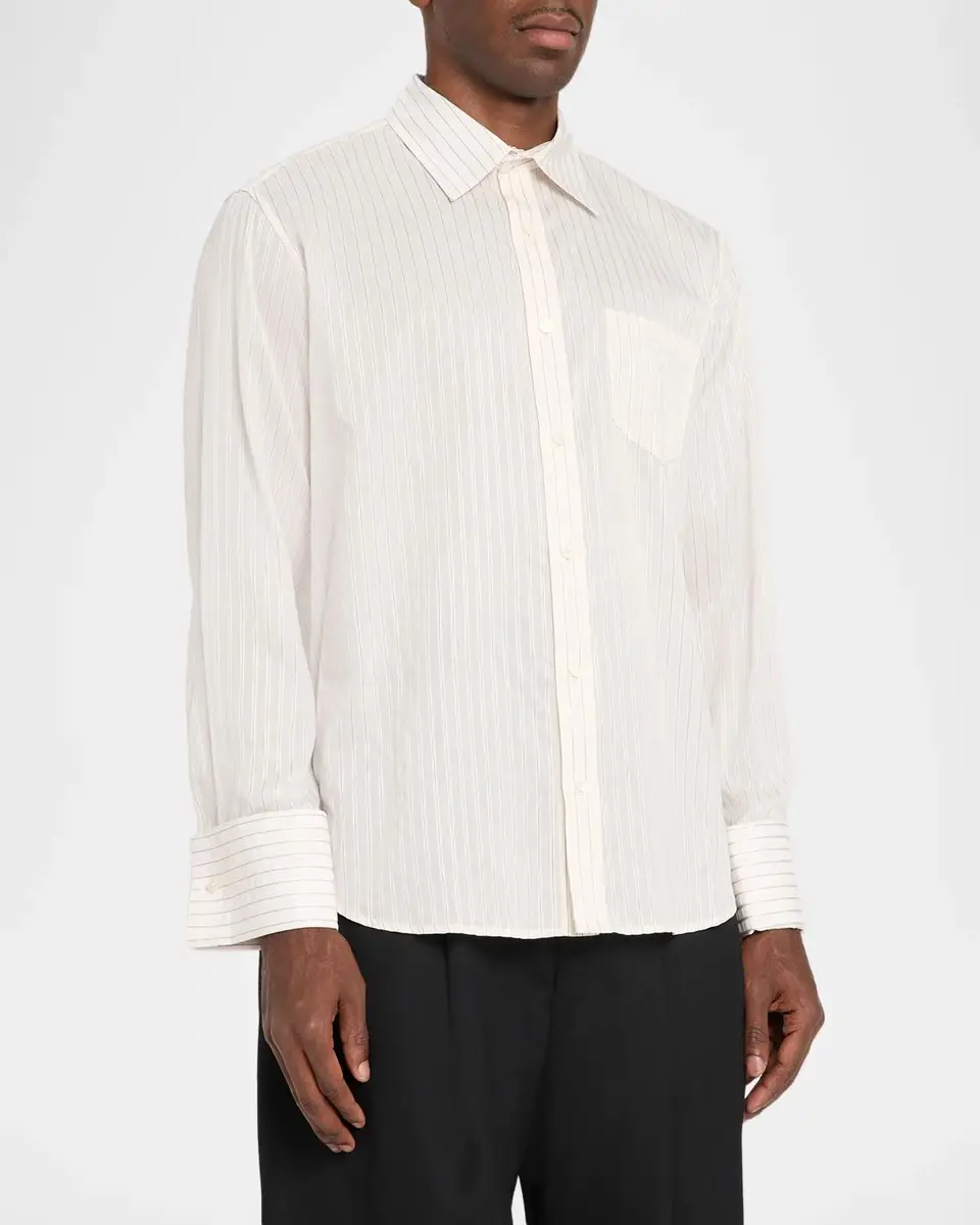 PUBLIC SCHOOL NEW YORK Men's Pinstripe Everything is Now Button-Front Shirt | Thumbnail 4