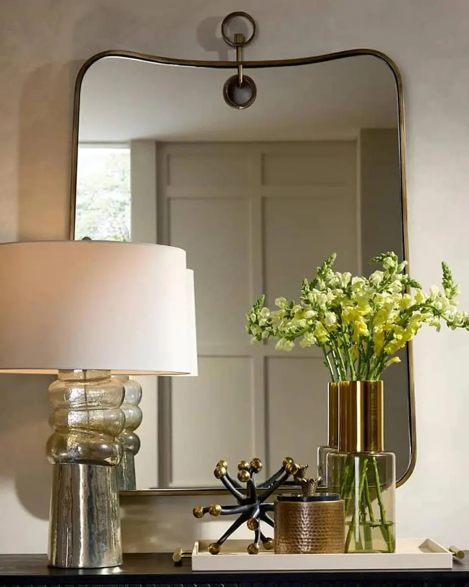 Arteriors Lennox Antique Brass Iron Irregular Mirror | Thumbnail 3